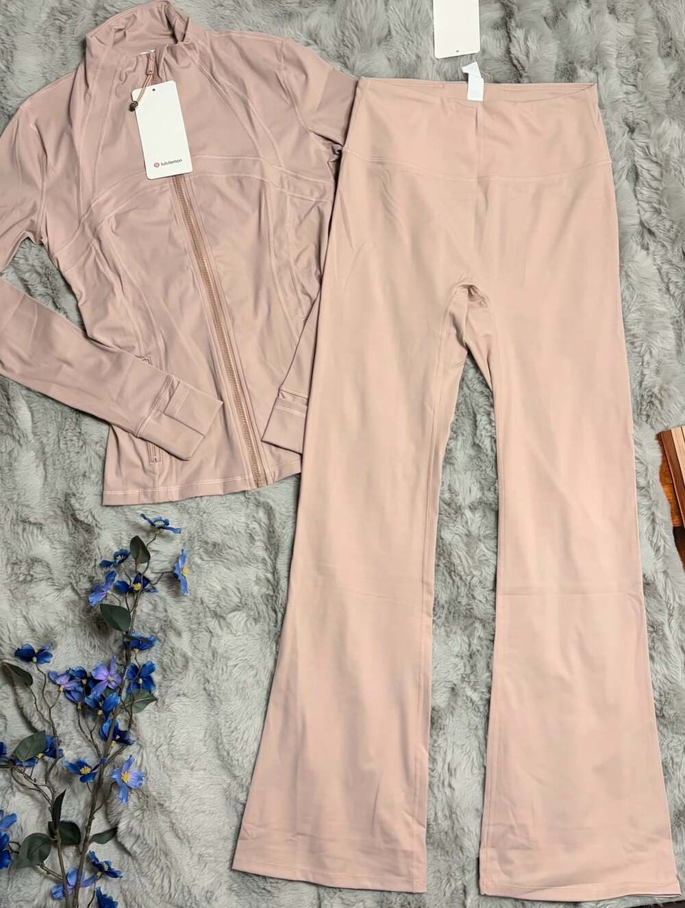Lululemon Define Women's Jacket and Flare Leggings Baby Pink Size 10 (L)